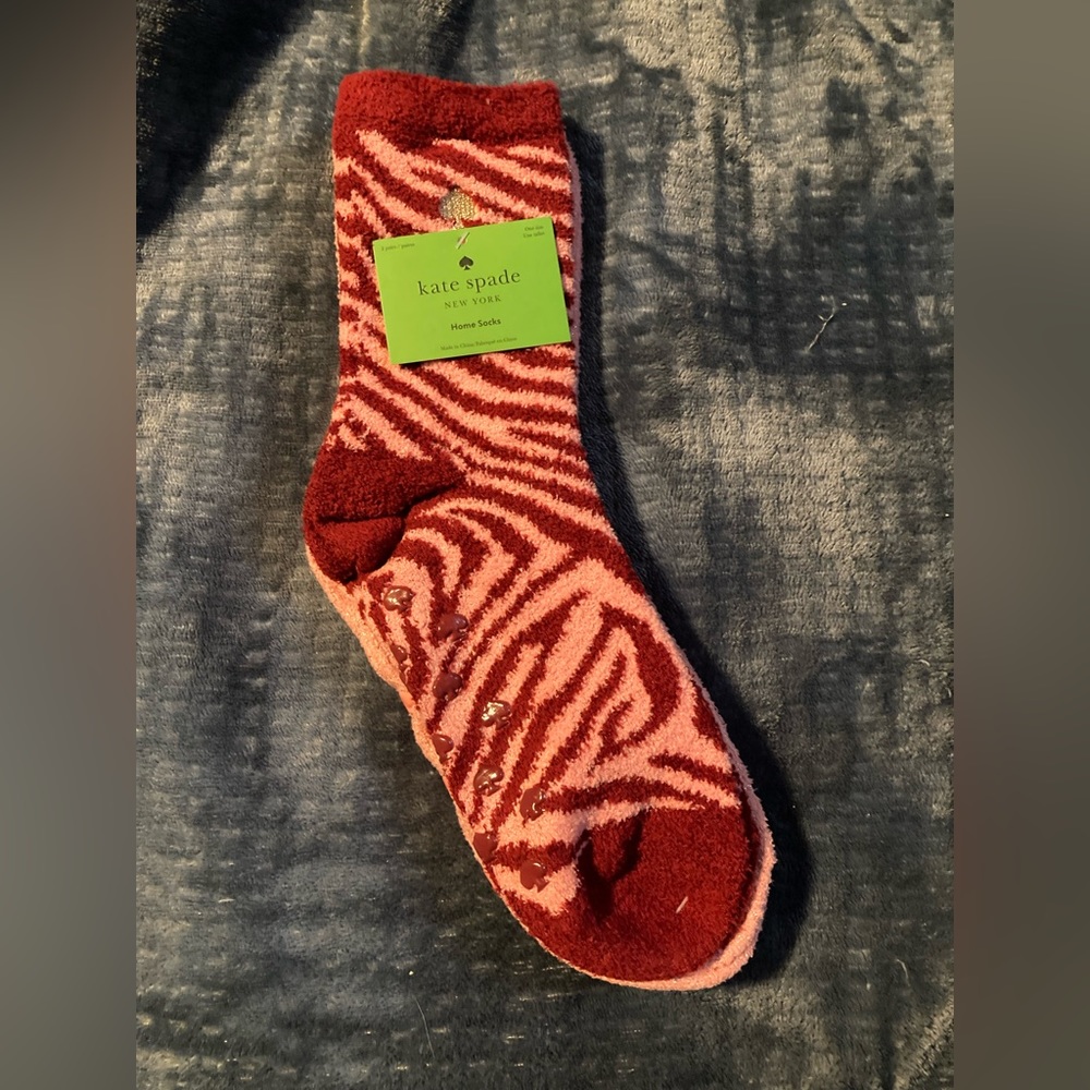 Kate Spade, new with tags, 2 pair, super soft, thick home socks with grippy feet